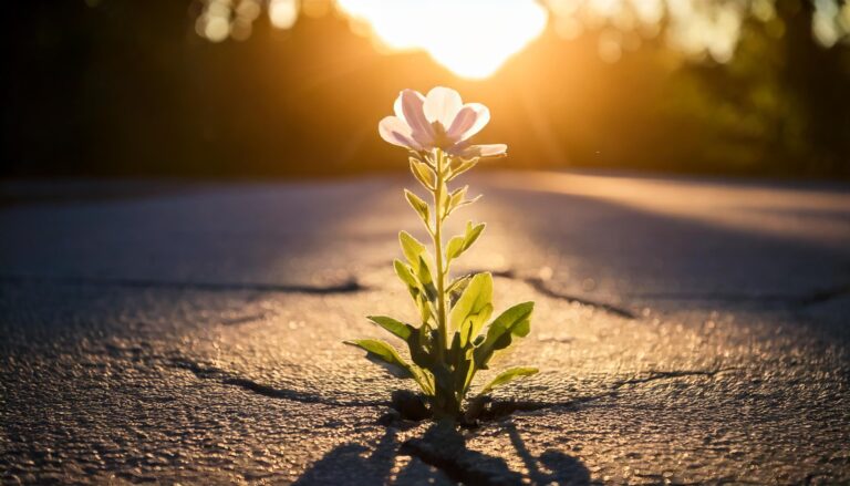 Firefly A tall flower shoot emerges through a crack in concrete